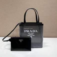 PRADA-1BG417 프라다 블랙 시퀸 메쉬 스몰 토트 백