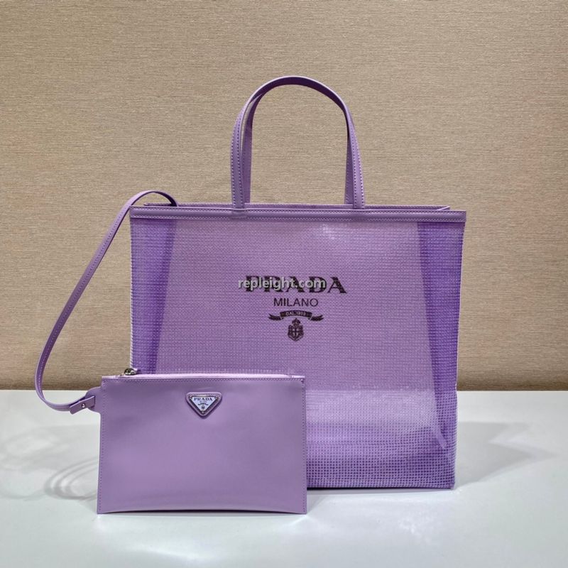 PRADA-1BG416 프라다 퍼플 시퀸 메쉬 토트 백