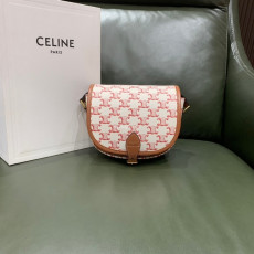 CELINE-191502 셀린느 화이트/레드 트리오페 캔버스 미디엄 폴코백