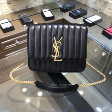 SAINT LAURENT-532595 생 로랑 블랙 램스킨 라지 비키 VICKY 플랩 체인백