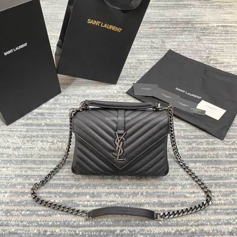 SAINT LAURENT-487213 생 로랑 블랙 미디엄 컬리지 모노그램 사첼백