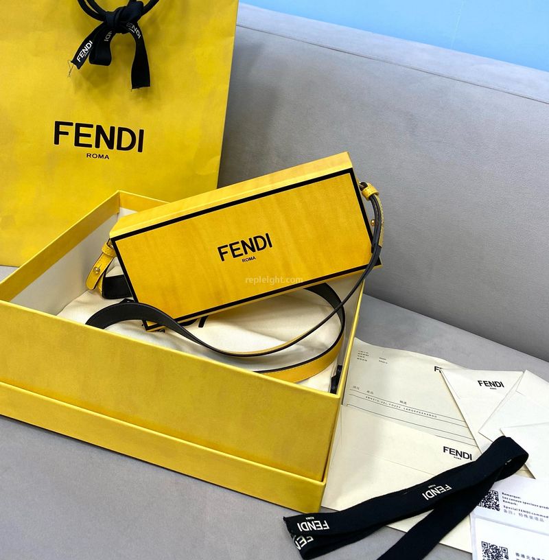 FENDI-7VA520 펜디 옐로우 호리젠탈 박스 숄더백