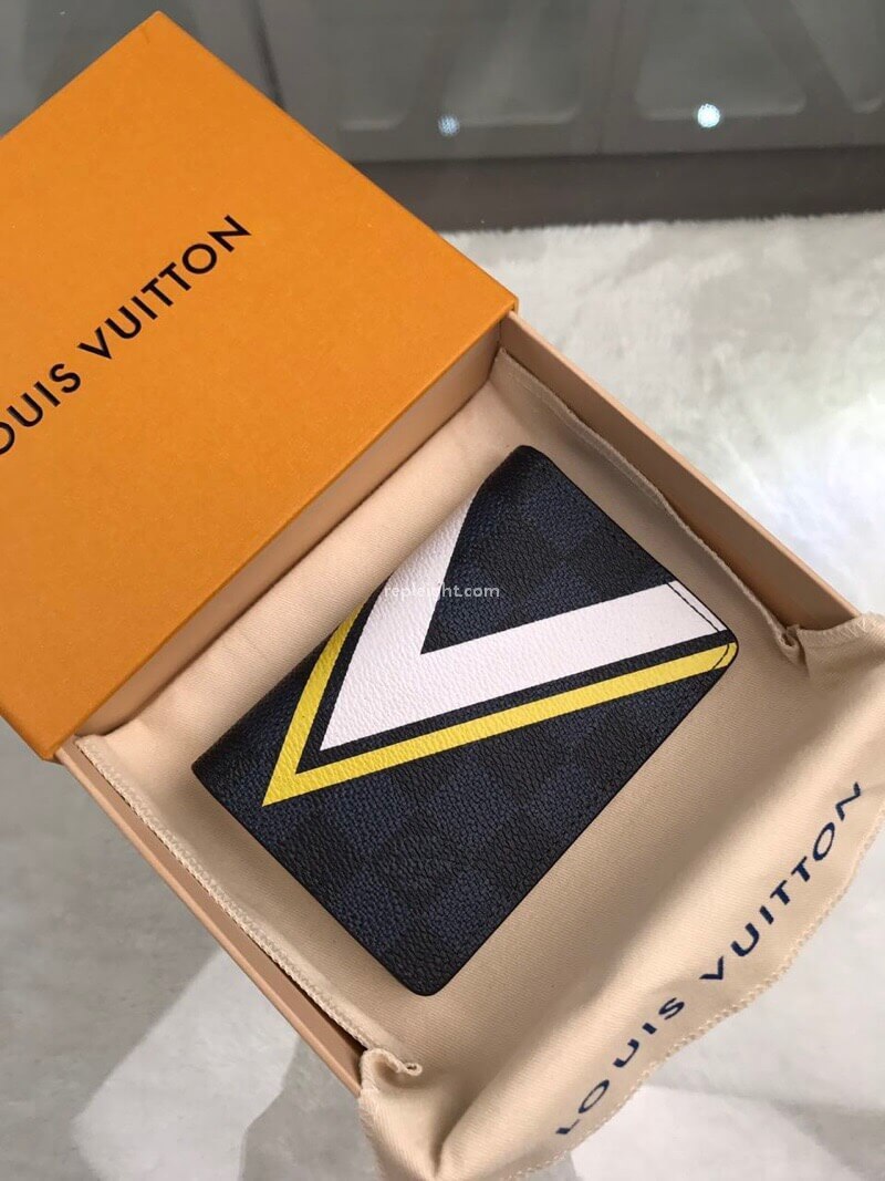 LOUIS VUITTON-N64011 루이비통 다미에 코발트 옐로우 라티튜드 패턴 포켓 오거나이저 카드지갑