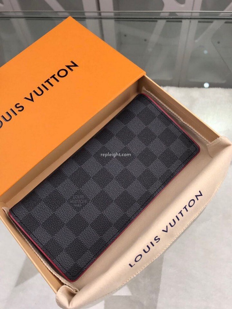 LOUIS VUITTON-N63254 루이비통 다미에 그라피트 레드 디테일 브라짜 월릿