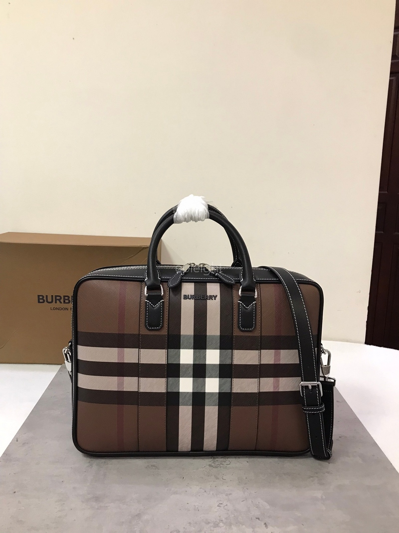 BURBERRY-80527721 버버리 체크 가죽 서류 가방