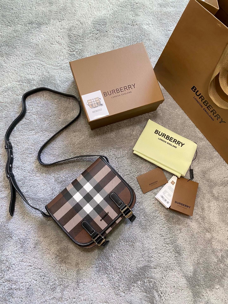 BURBERRY-80528041 버버리 체크 프린트 가죽 메신저 백