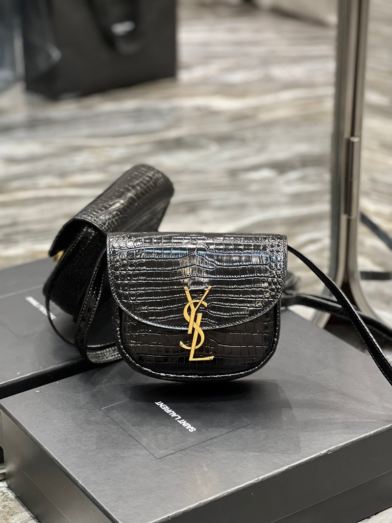 YSL-619740DND0W1000 유광 크로커다일 엠보싱  KAIA 스몰 사첼백