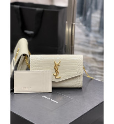 YSL- SAINT LAURENT 607788DND1J9207 크로커다일 엠보스드 샤이니 UPTOWN 체인 지갑