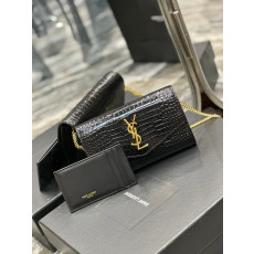 YSL- SAINT LAURENT 607788DND1J1000 크로커다일 엠보스드 샤이니 가죽  UPTOWN 체인 지갑