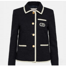 발렌티노 - VALENTINO Brand-embroidered contrast-trim regular-fit cotton-blend jacket