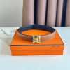 에르메스-HERMES H BUCKLE & REVERSIBLE LEATHER STRAP-3 24MM