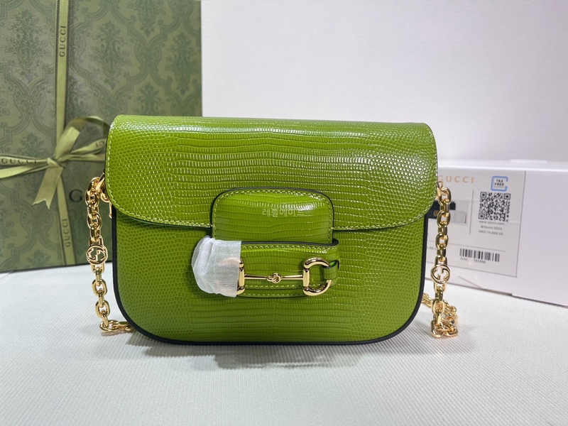 GUCCI- 675801 LUZ0G 3533 GUCCI HORSEBIT 1955 LIZARD MINI BAG